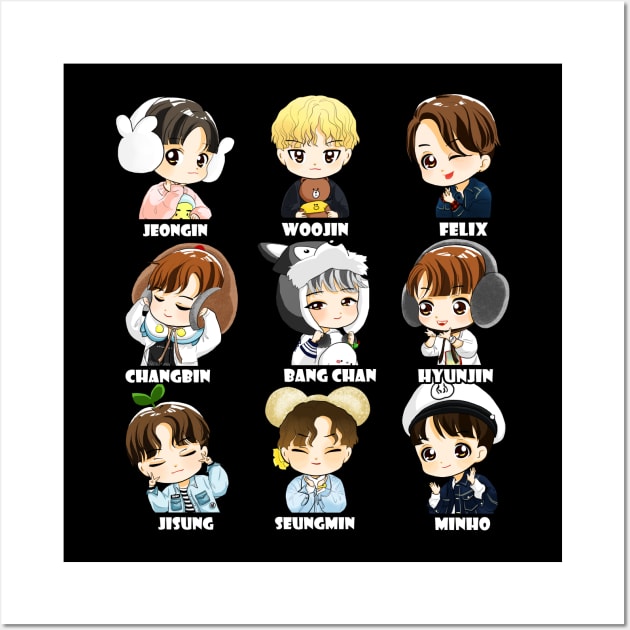 STRAY KIDS CHIBI ALL MEMBERS Wall Art by LySaTee